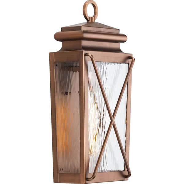 Progress Lighting Wakeford Collection 1-Light Antique Copper Clear Water Transitional Outdoor Small Wall Lantern Light
