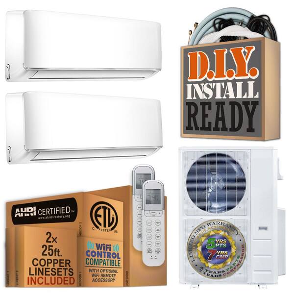 48000 BTU 4 Ton Dual Wall Mount Ductless Mini Split Air Conditioner with Heat Pump 220-Volt