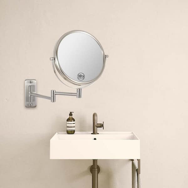 Circular Magnifying Makeup/Shaving Mirror Brushed Nickel