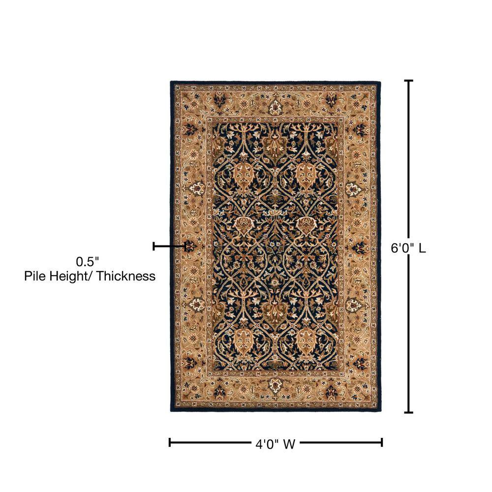 Legend Blue and Gold Hand-Tufted Wool Area Rug 4' x 6'
