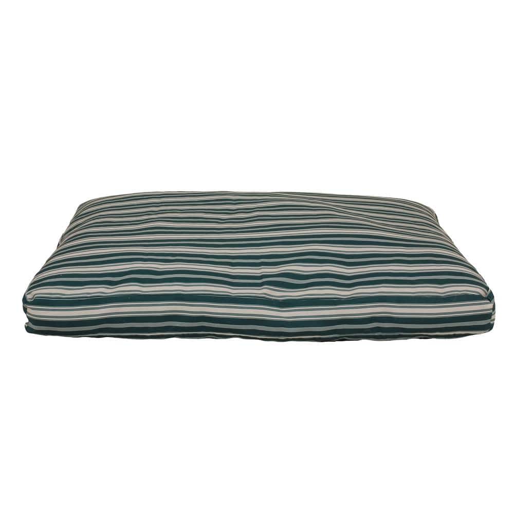Small Green Striped Polyester Outdoor Pet Bed