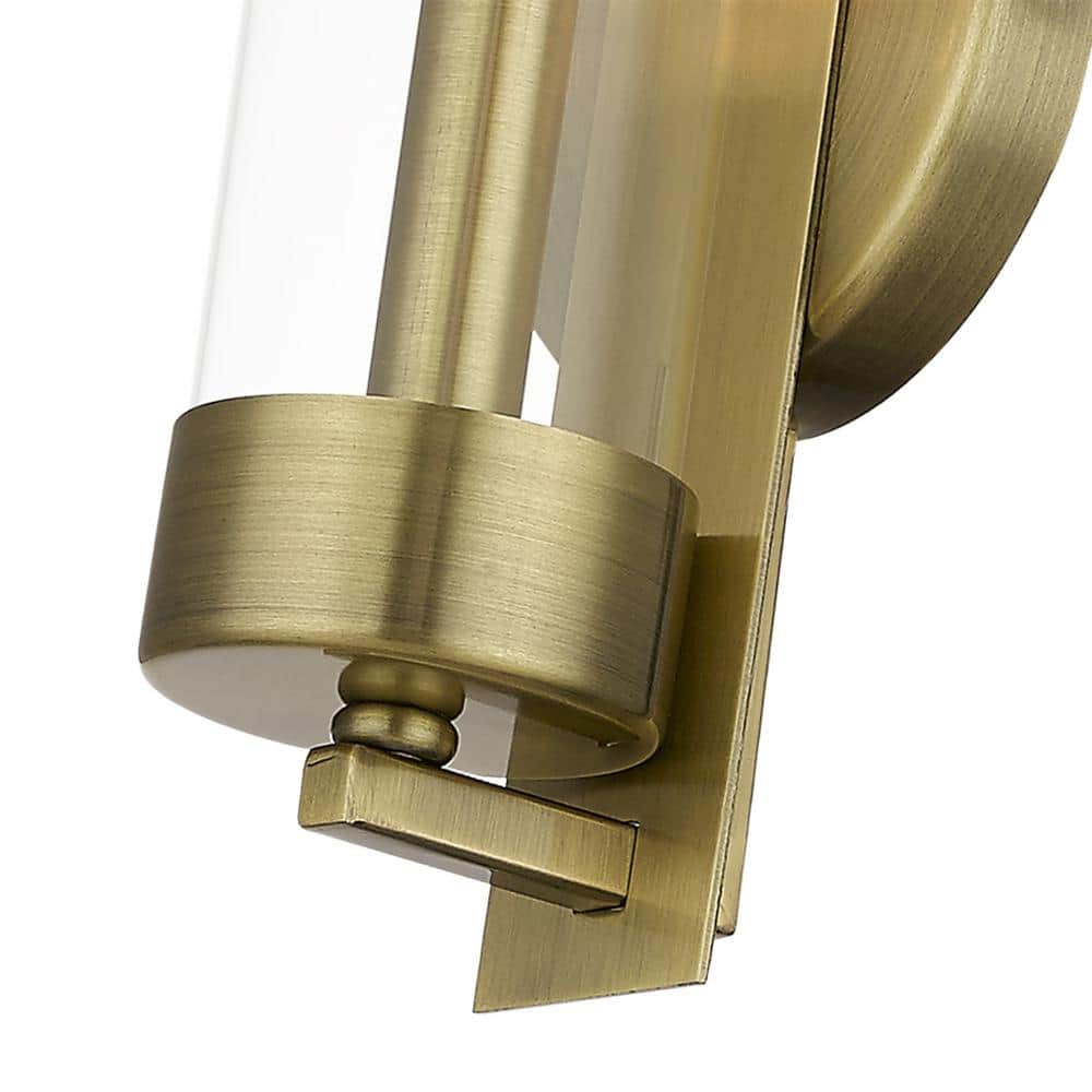 Antique Brass Dimmable Wall Sconce with Clear Glass