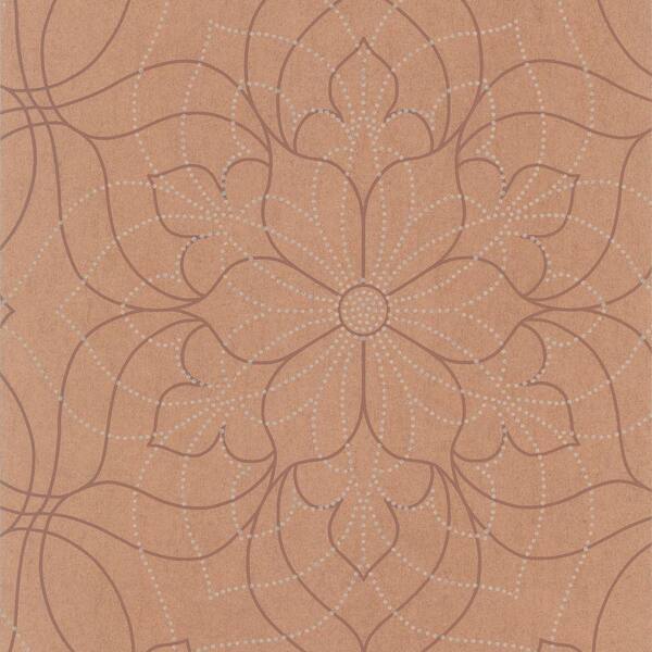 Kenneth James Charlotte Copper Modern Floral Wallpaper