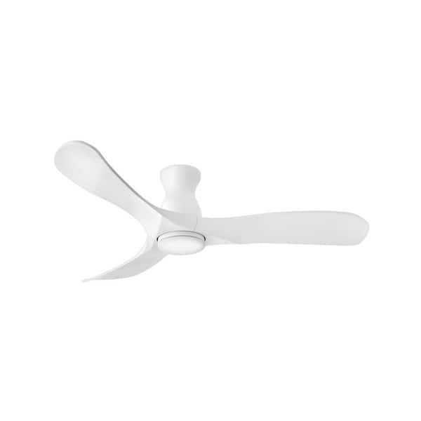 HINKLEY Swell Flush Illuminated 56.0 in. Indoor/Outdoor Integrated LED Matte White Ceiling Fan with Remote Control