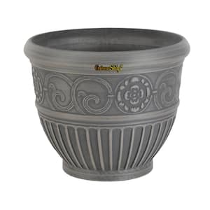 Medallion 16 in. W x 13.2 in. H Charcoal Indoor/Outdoor Resin Decorative Planter 1-Pack