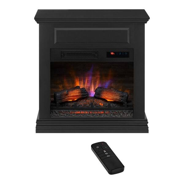 StyleWell Wheaton 31 in. Freestanding Wooden Infrared Electric Fireplace in  Black 150427 - The Home Depot