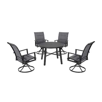 Patio Table and Chairs with 1'5 Umbrella Hole FRP 5 Pieces Outdoor Dining Set Patio Furniture with Metal Slat Finish Steel Tube 38 Round Patio Table Patio Table and Chairs with 1'5 Umbrella Hole FRP 5 Pieces Outdoor Dining Set Patio Furniture with Metal Slat Finish Steel Tube 38 Round Patio Table