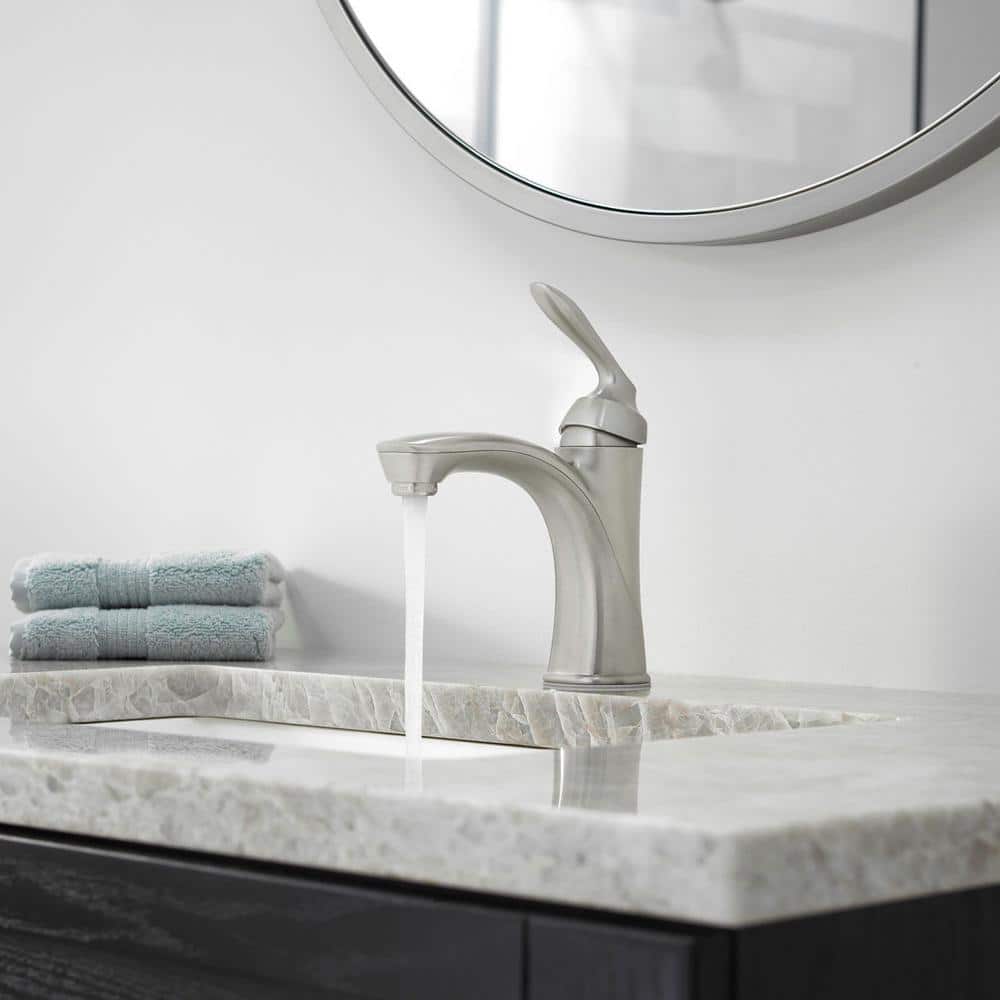 Brushed Nickel Single Handle High Arc Bathroom Faucet