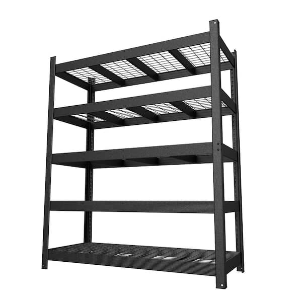 5-Shelf 72 in. Tall Metal Freestanding Adjustable Bookcase, Storage Shelving Unit in Black, 60 in. L x 24 in. W