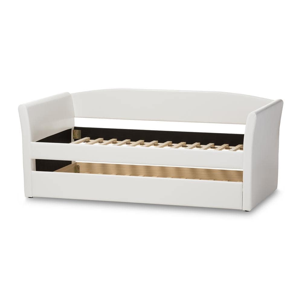 Twin Camino Contemporary White Faux Leather Daybed with Trundle