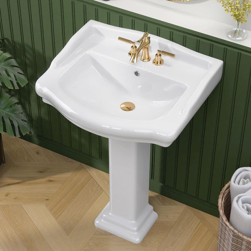 Zeafive Bos 23 in. W x 34 in. H White Vitreous China Pedestal