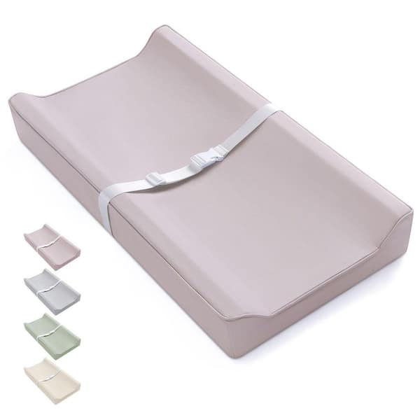 Leather Baby Changing Pad with Waterproof and Wipe-Clean PU Cover, Standard Size Cozy Diaper Changing Pad, Taupe