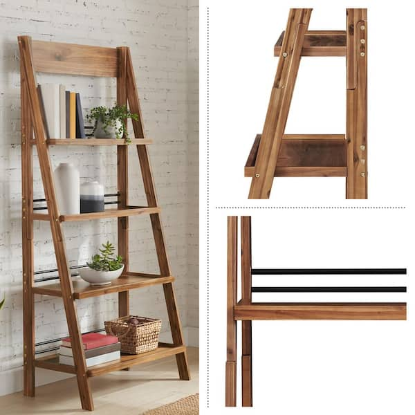 NEW 4-Tier Ladder Shelf with Drawer, Rustic shops Hand Painted Metal Frame