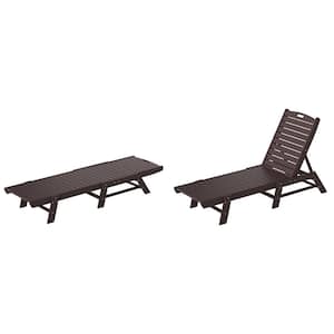 Laguna 2-Piece Dark Brown HDPE All Weather Fade Proof Plastic Reclining Outdoor Patio Adjustable Chaise Lounge Chairs