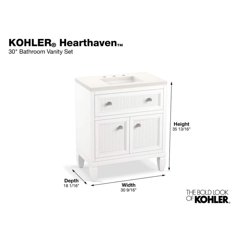 Hearthaven 30'' White MDF Bathroom Vanity with Quartz Top