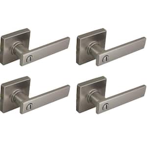 Westwood Satin Nickel Bed and Bath Door Handle with Square Rose (4-Pack)
