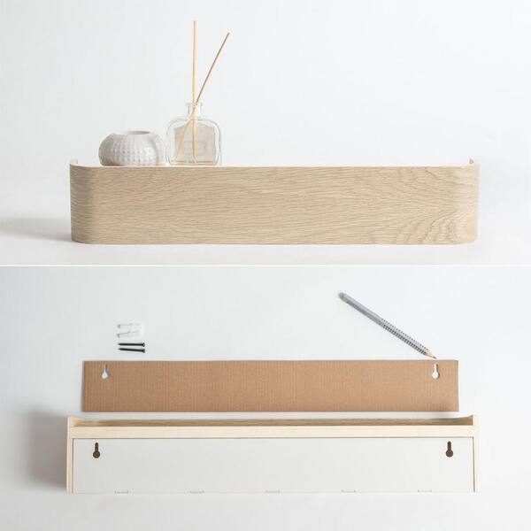 Oak/White Wall Coat Rack with Hidden Hooks TG-D6-03269 - The Home