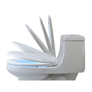 Heated Nightlight Elongated Closed Front Toilet Seat in Biscuit