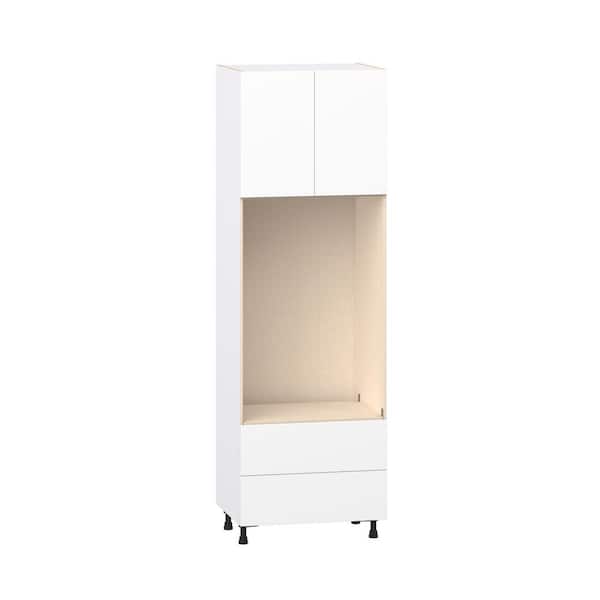 Timberline 30 in. W x 24 in. D x 94.5 in. H Assembled Slab Pantry Kitchen Cabinet in Bright White with 2 Drawers