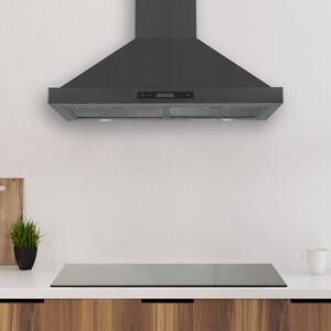 30 in. 450 CFM Convertible Wall Mount Pyramid Range Hood with LED Lights in Black Stainless Steel