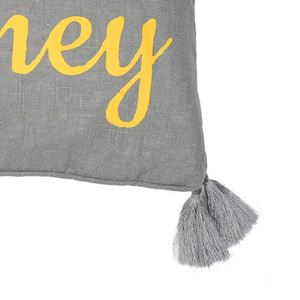 Inspirational Journey 12x24 Grey and Yellow Embroidered Pillow
