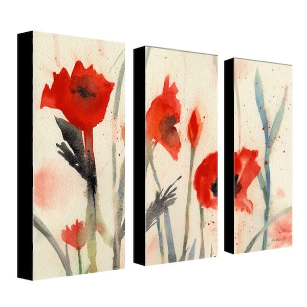 Trademark Fine Art Unframed Poppies 3-Piece Art Print 2in. x 10in .