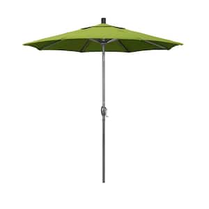 7.5 ft. Grey Aluminum Market Push Button Tilt Crank Lift Patio Umbrella in Macaw Sunbrella