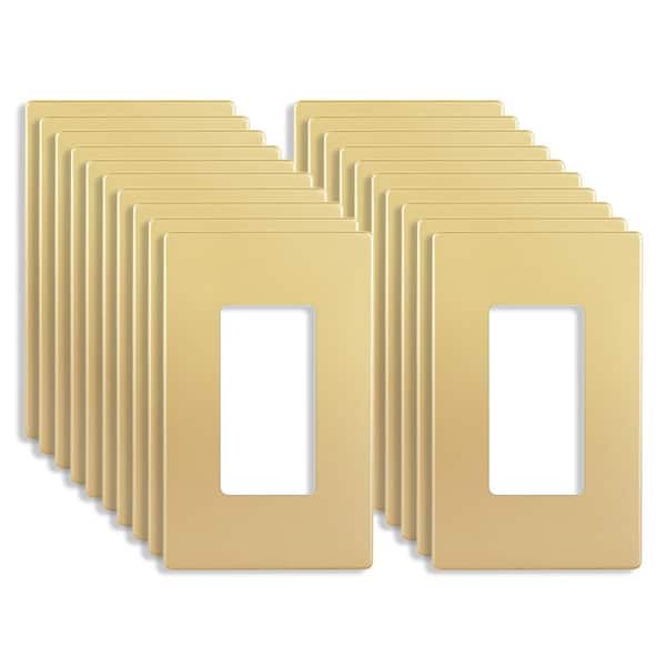 Gold 1-Gang, Decorator/Rocker, Plastic Polycarbonate, Screwless Wall Plate (20-Pack)