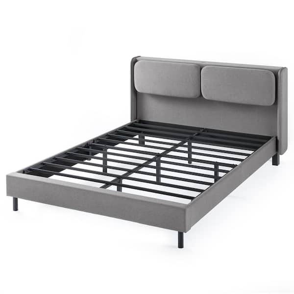 Zinus Avery Grey King Platform Bed with Reclining Headboard and USB Ports