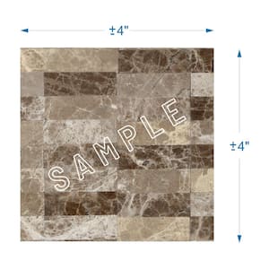 Take Home Sample - Lynx Mixed Browns 4 in. x 4 in. Stone Self-Adhesive Wall Mosaic Tile (0.11 sq.ft/Sample)