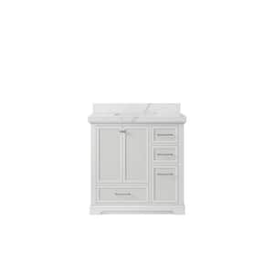 Alys 36 in. W x 22 in. D x 36 in. H Single Sink Bath Vanity Center in White with 2" Calacatta Laza Top