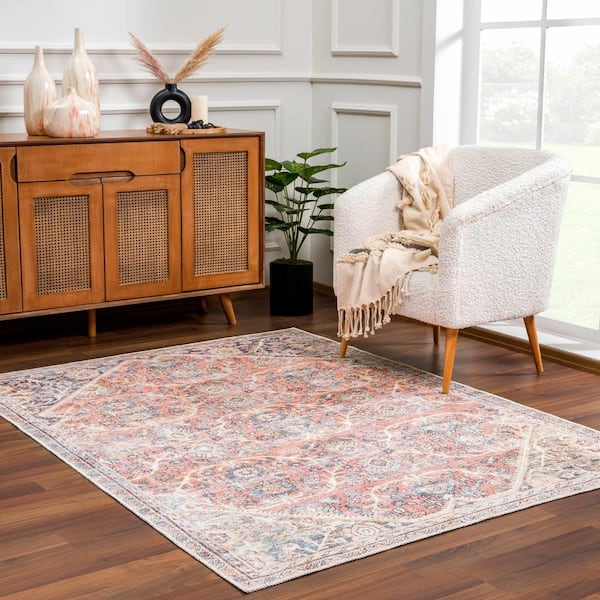Konstantina 8 ft. X 10 ft. Peach, Pink, Mustard Area Rug