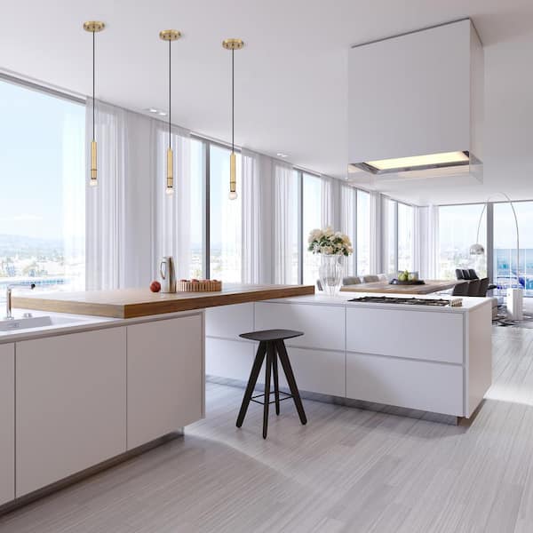 Emmett 60-Watt 1-Light Old Satin Brass Minimalist Mini Pendant Light  and No Bulbs Included
