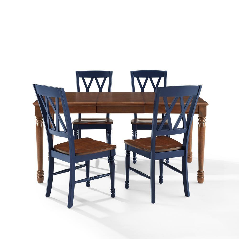 Shelby 5-Piece Navy and Cherry Dining Table Set