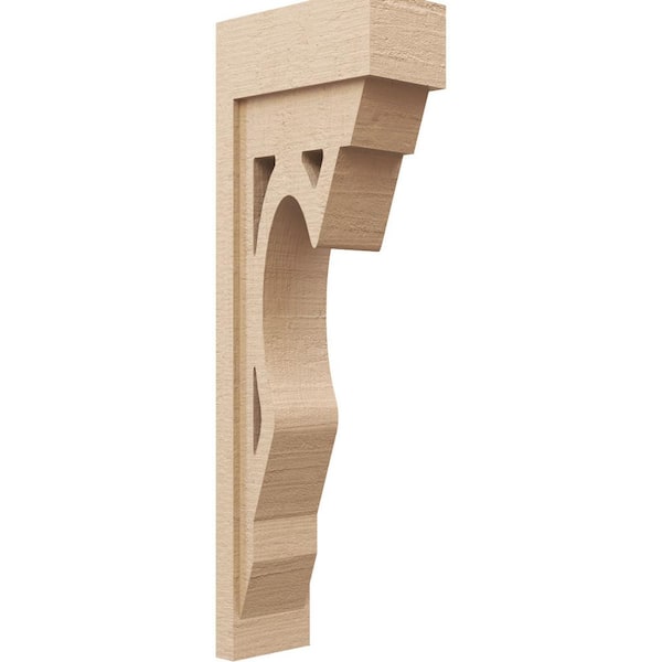 Ekena Millwork 6-in. x 12-in. x 36-in. Series 2 Thin Sheridan Rough Cedar Woodgrain Timberthane Polyurethane Corbel, Primed Tan