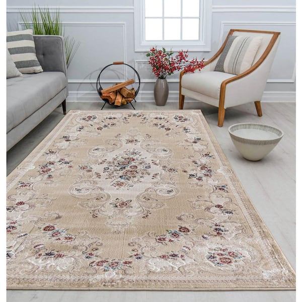 Century Classic Beige 5 ft. x 5 ft. Area Rug Round