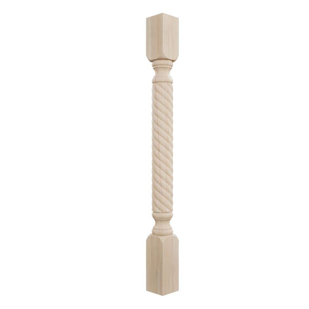 Unfinished Rubberwood Rope Cabinet Column 35.5" Height