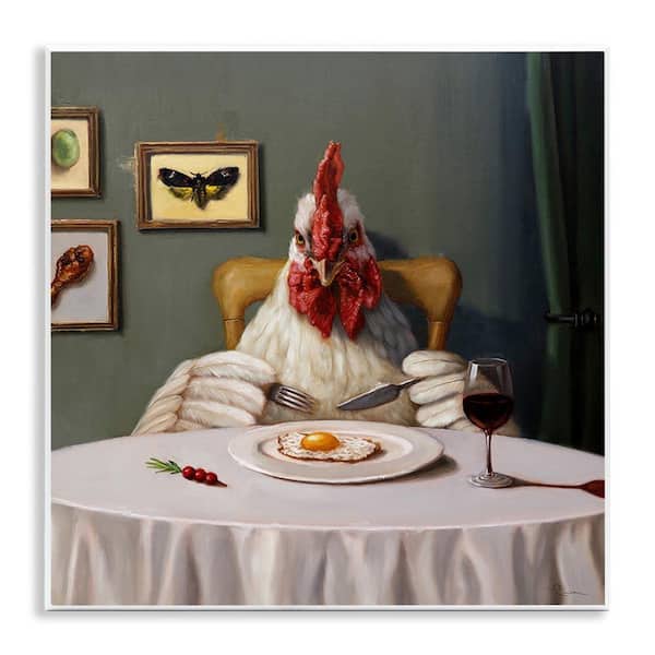 Chicken & Egg Dinner by Lucia Heffernan Unframed Graphic Art Print Animal 12 in. x 12 in.