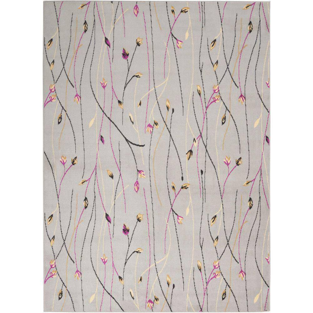 Handmade Medium Grey Floral Synthetic 5' x 7' Area Rug