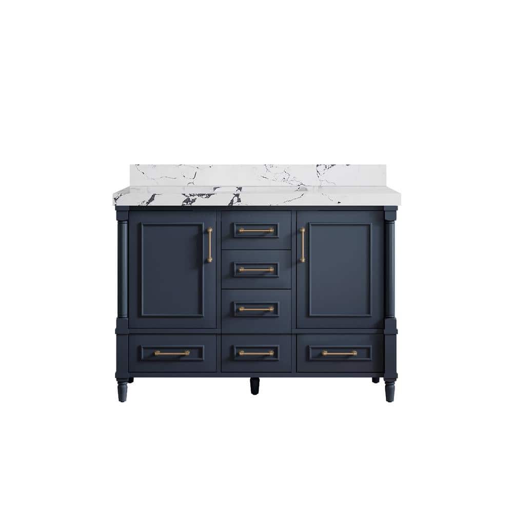 Hudson 48 in. W x 22 in. D x 36 in. H Single Sink Bath Vanity in Hale Navy Blue with 2 in. Viola Night qt. Top price history on PriceWatchPro