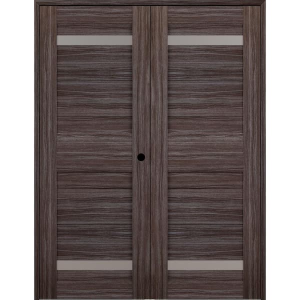Belldinni Imma 56" x 84" Left Hand Active 2-Lite Gray Oak Composite Wood Double Prehung French Door