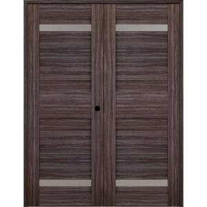 Imma 60" x 84" Left Hand Active 2-Lite Gray Oak Composite Wood Double Prehung French Door