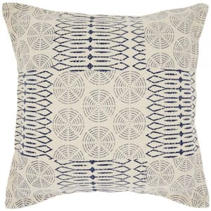 Jordan Indigo Geometric Cotton 20 in. x 20 in. Throw Pillow