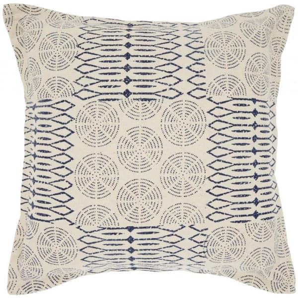 HomeRoots Jordan Indigo Geometric Cotton 20 in. x 20 in. Throw Pillow
