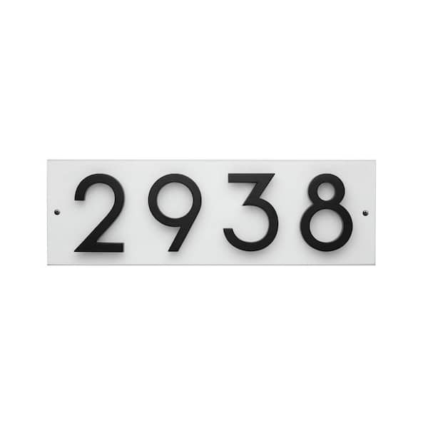 Floating Stand-Off 4-Number Horizontal Sign White with Black Modern Font Numbers