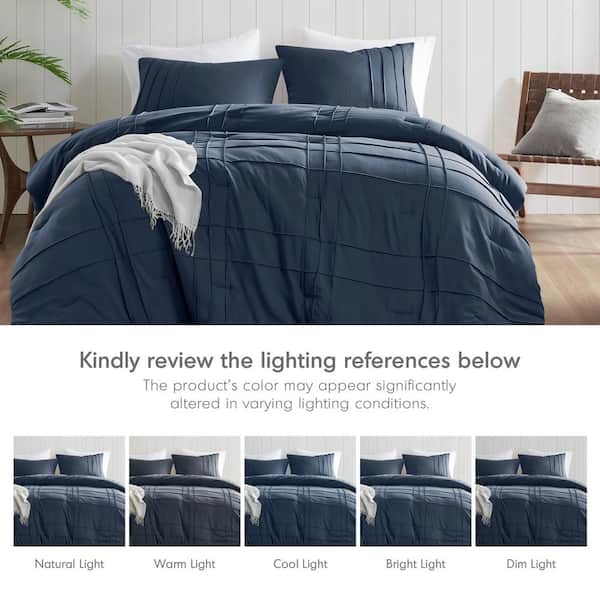 Porter 2-Piece Navy Microfiber Twin/Twin XL Soft Washed Pleated Comforter Set