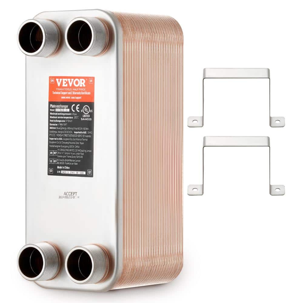 Heat Exchanger 5 in. x 12 in. 50 Plates Brazed Plate Heat Exchanger Copper/316L Stainless Steel Water Heat Exchanger price history on PriceWatchPro