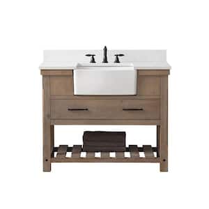 Wesley 42 in. W x 22 in. D Bath Vanity in Weathered Natural with Engineered Stone Top in Ariston White with White Sink