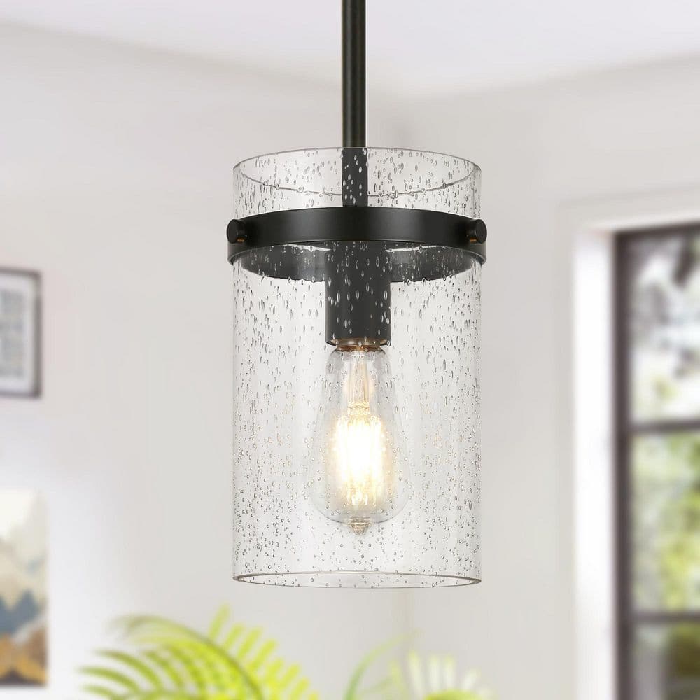Jasslynn 1-Light Clear Pendant Light with Bubble Glass Shade for Kitchen Island, Dining Room, No Bulbs Included price history on PriceWatchPro