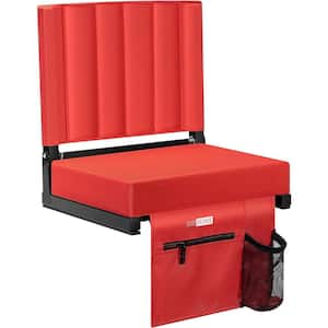 Portable Stadium Seat for Bleachers with Back Support, Cup Holder and Shoulder Strap in Red